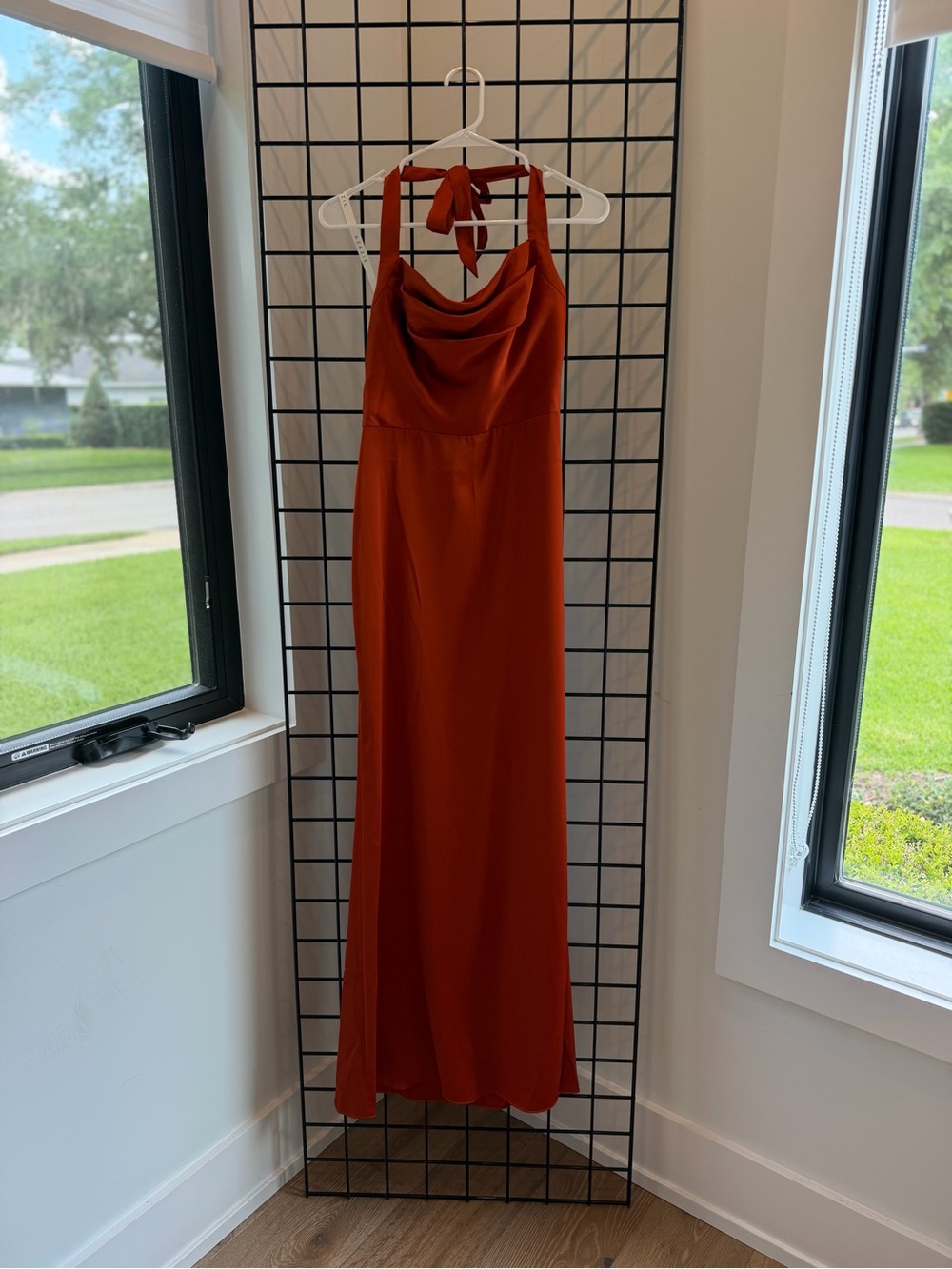 Azazie Myla stretch satin gown - Paprika - A4